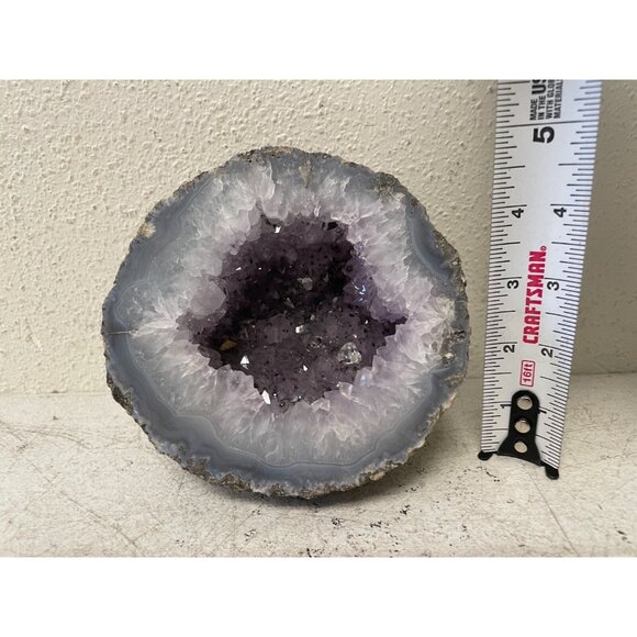 Agate Amethyst Geode Mineral Rock Half 5.5”X5” - Picture 5 of 5